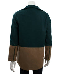Ya Los Angeles - Color Block Coat With Asymmetrical Zipper