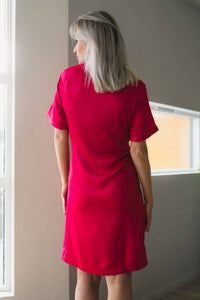 Karmamia Women's Blair Short Dress in semi rich deep pink - women's dress - detail view