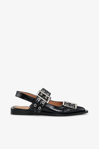 Ganni - Women's Buckle Ballerina Flats