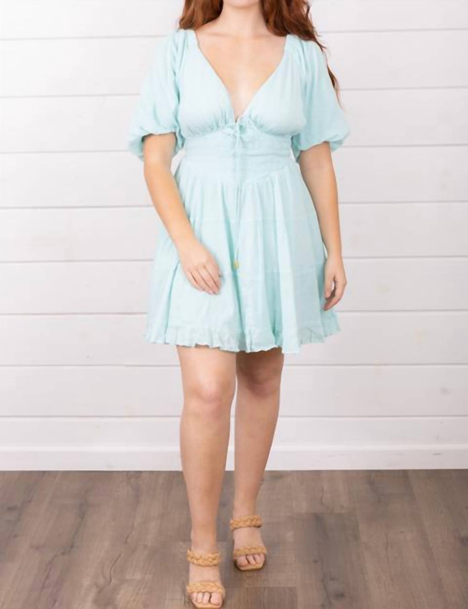 Free People Flowy Mini Dress in clear skies blue - women's dress