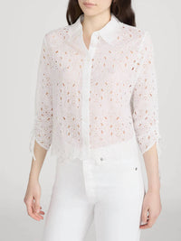 Frame - The Paisley Eyelet Cinch Sleeve Shirt