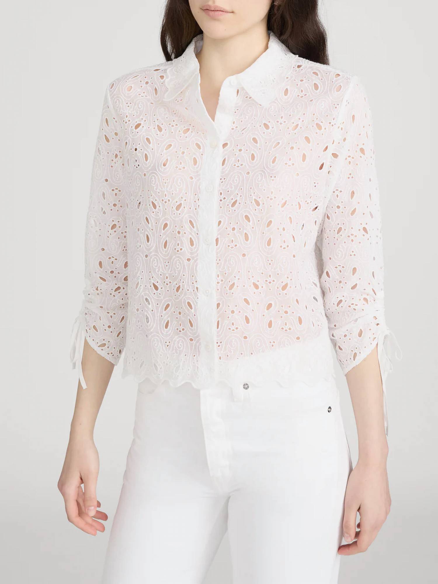 Frame - The Paisley Eyelet Cinch Sleeve Shirt