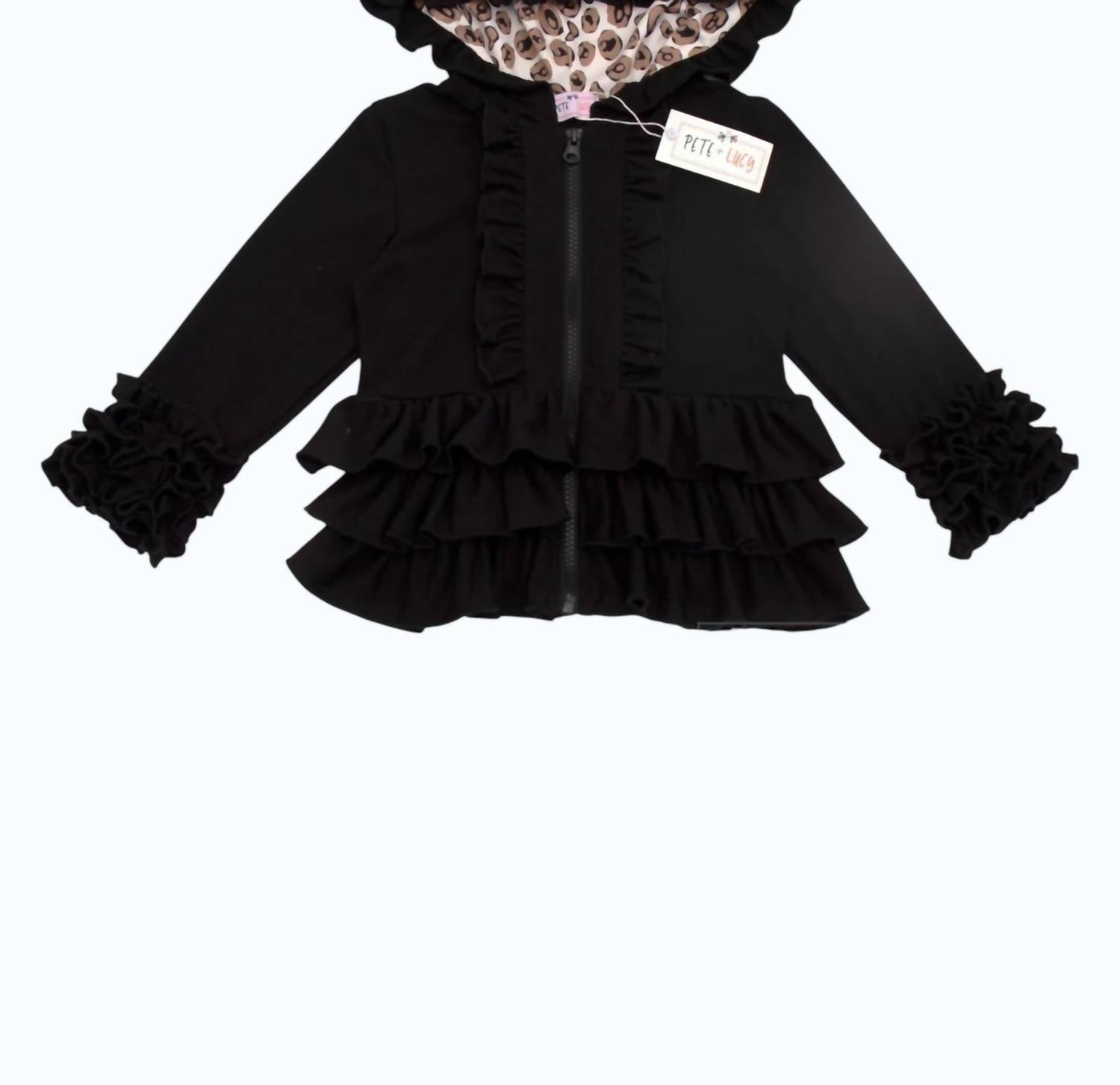 Pete + Lucy - Girl's Spot Ruffle Hooded Jacket