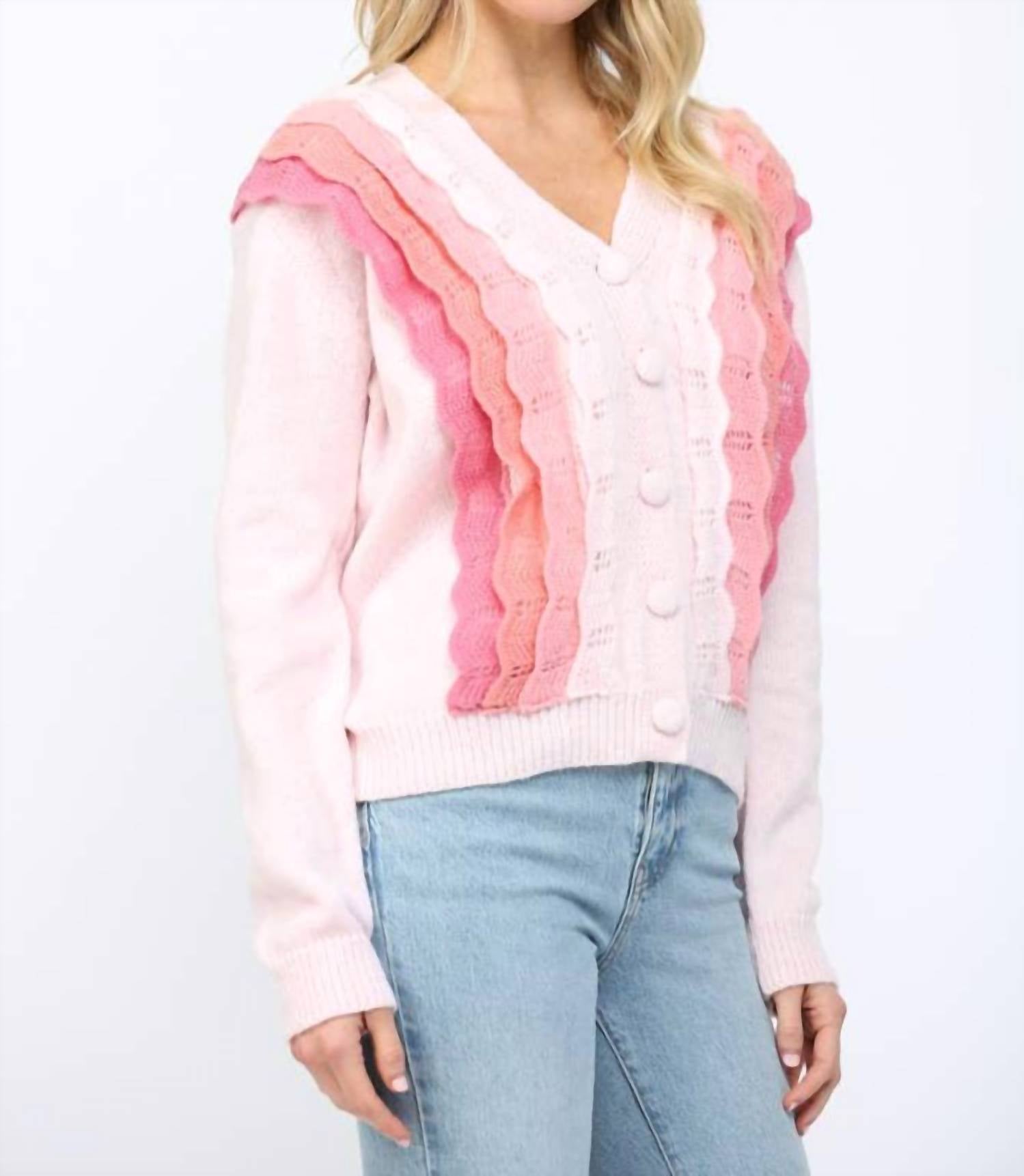 Fate - Scallop Ruffle Cardigan Sweater