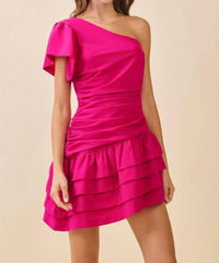 Tcec - One Shoulder Ruched Dress