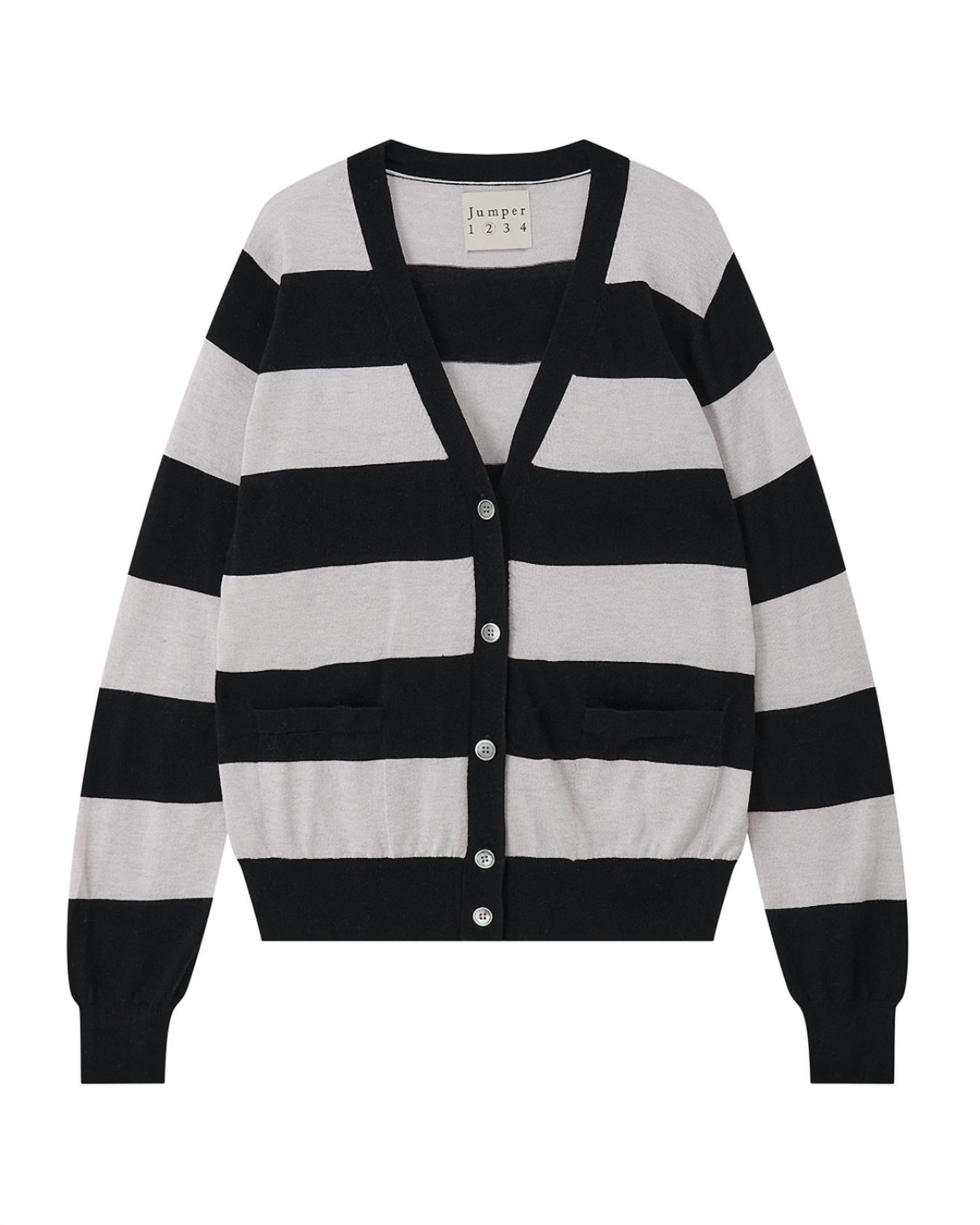 Jumper1234 Women's Slinky Stripe Cardigan in black foggy - women's cardigan