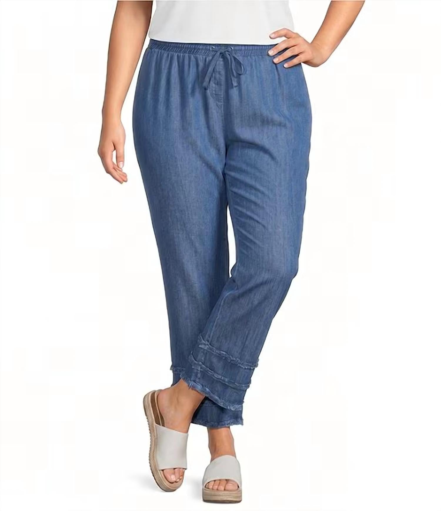 Multiples - Drawstring Elastic Waist Crop Pants