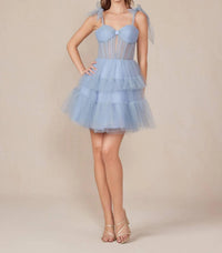 Nox Anabel - Short Sleeveless Tiered A-line Prom Dress