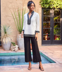 Karen Kane Pintuck Wide Leg Pants in black - women's pants - alternate view
