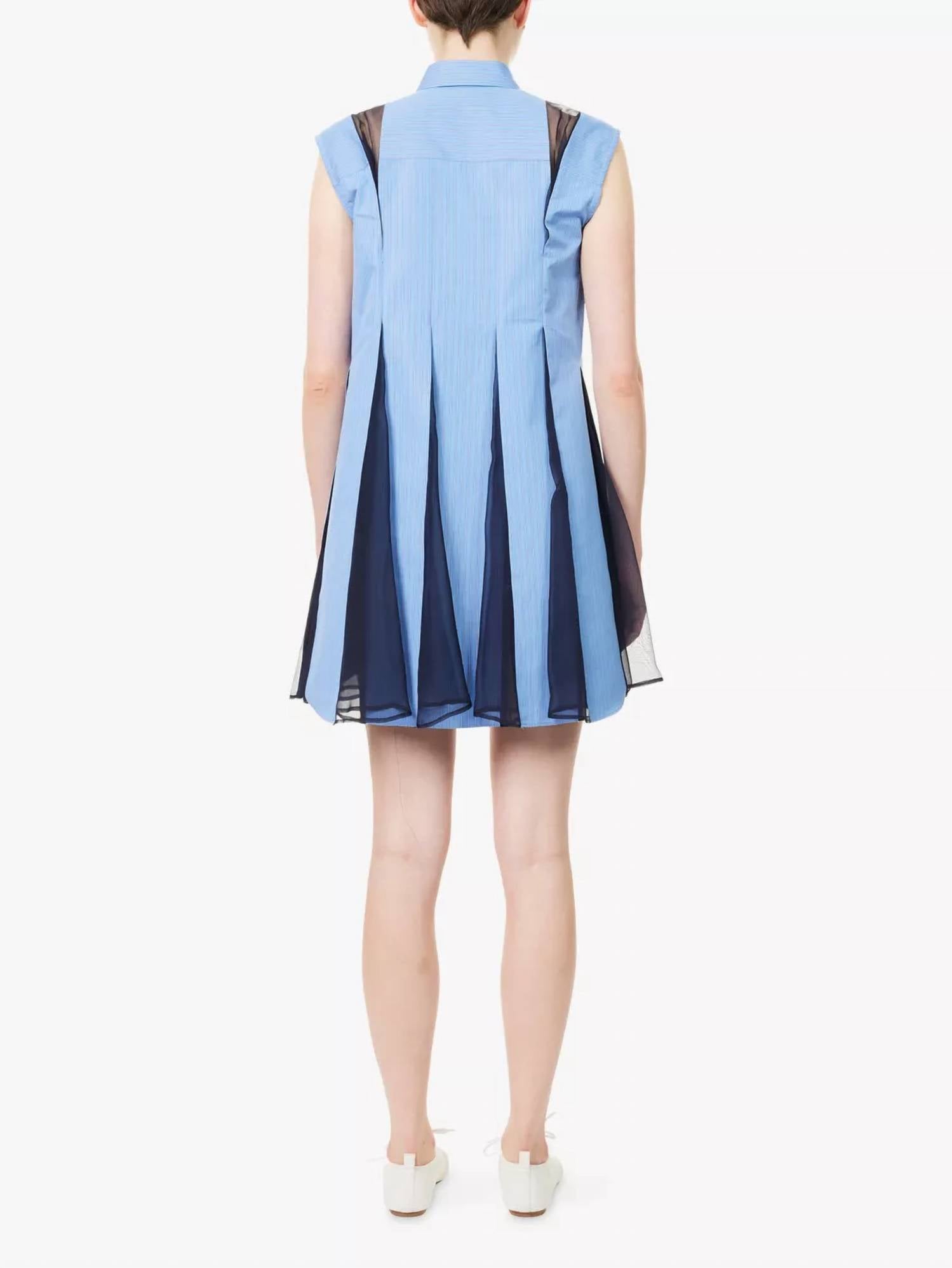 Sacai - Striped Poplin Sleeveless Dress