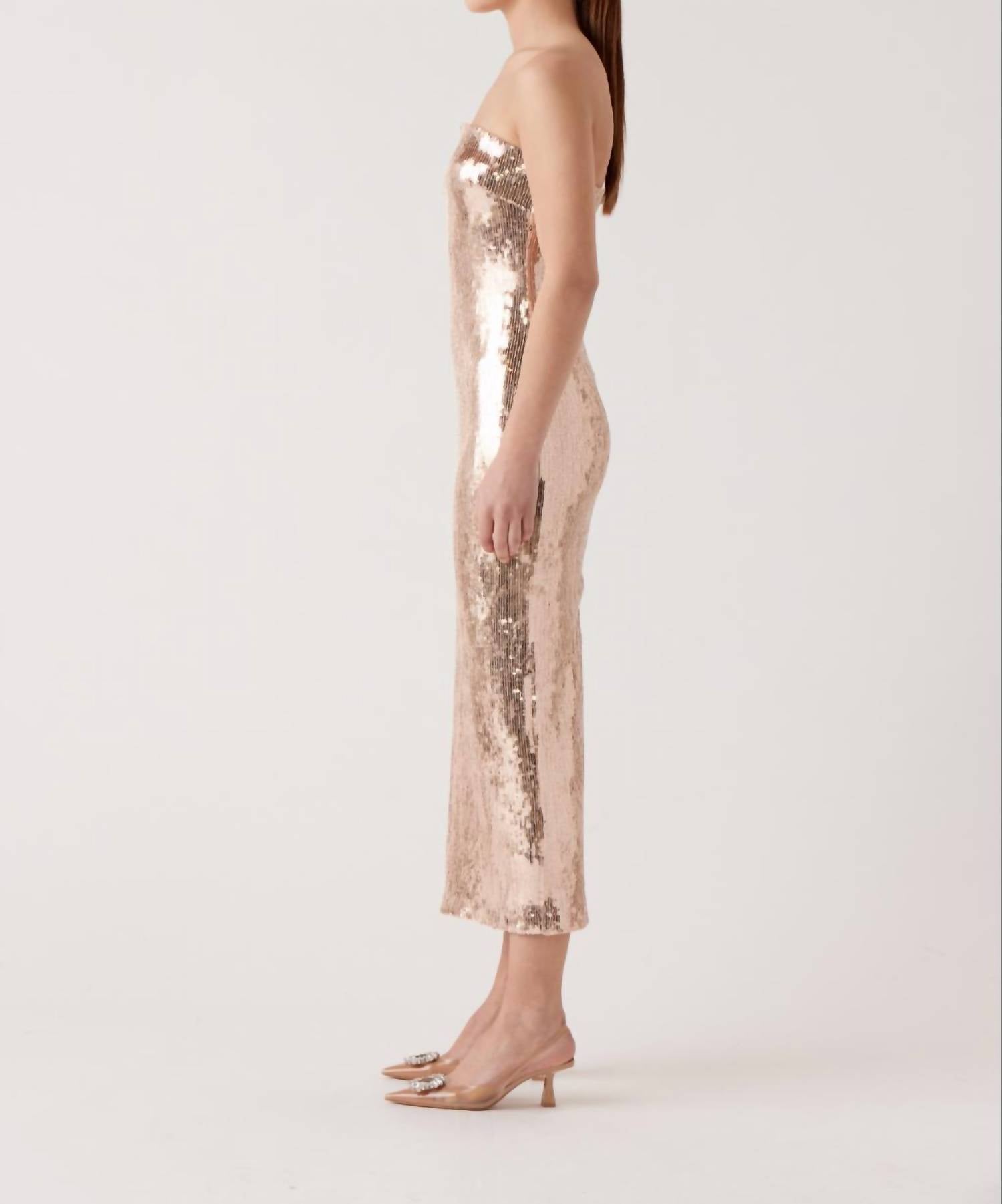 Sophie Rue Leigh Sequin Dress in gold - women's dress - alternate view