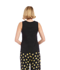 Karen Kane Ribbed Scoop Neck Tank in black - women's tank top - detail view