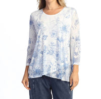 Jess & Jane - Mesh Contrast Burnout Tunic