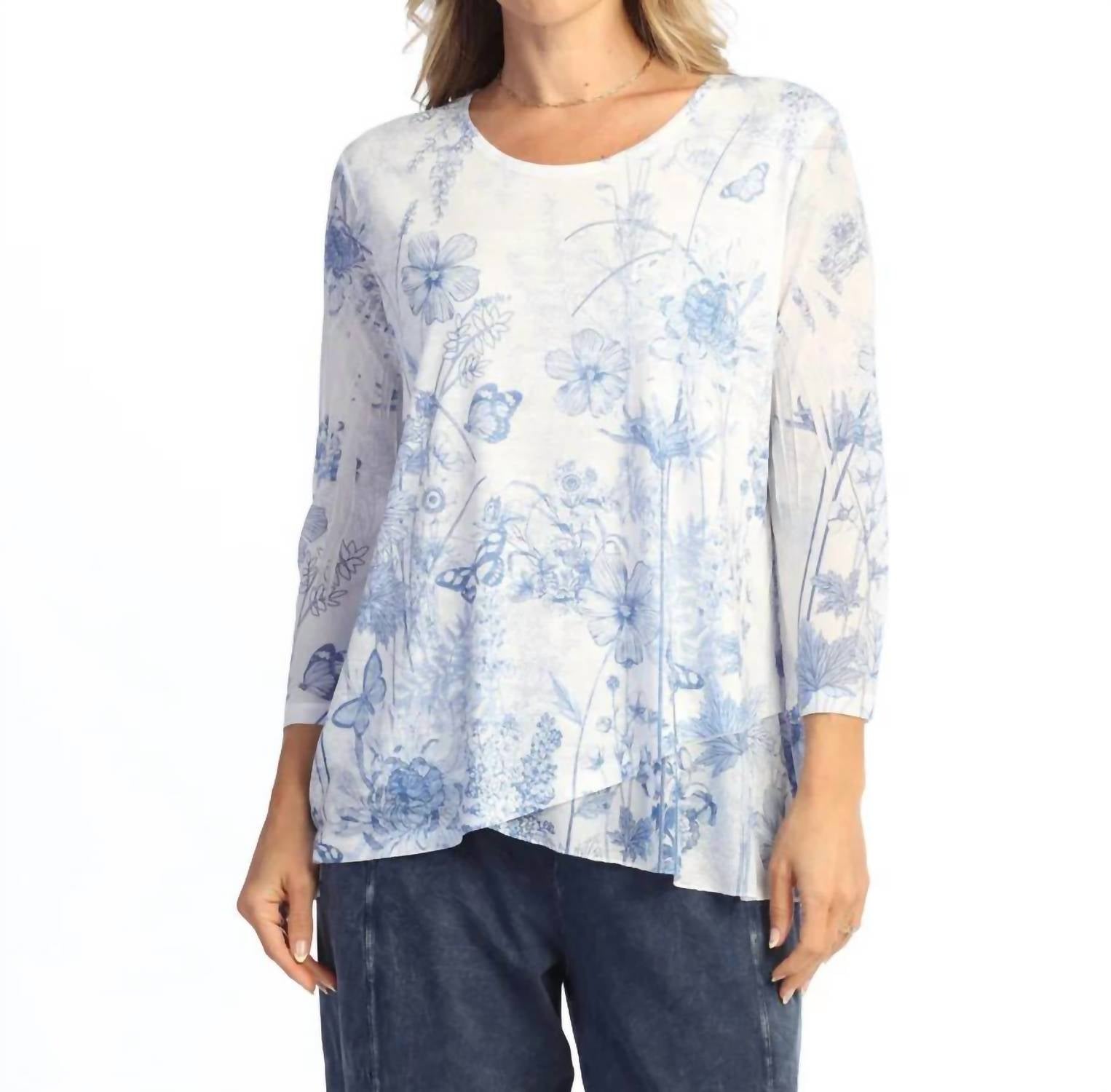 Jess & Jane - Mesh Contrast Burnout Tunic