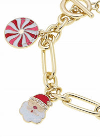 CANVAS Style Women's Christmas Cheer Enamel Charm Bracelet in red pink white - women's jewelry - alternate view