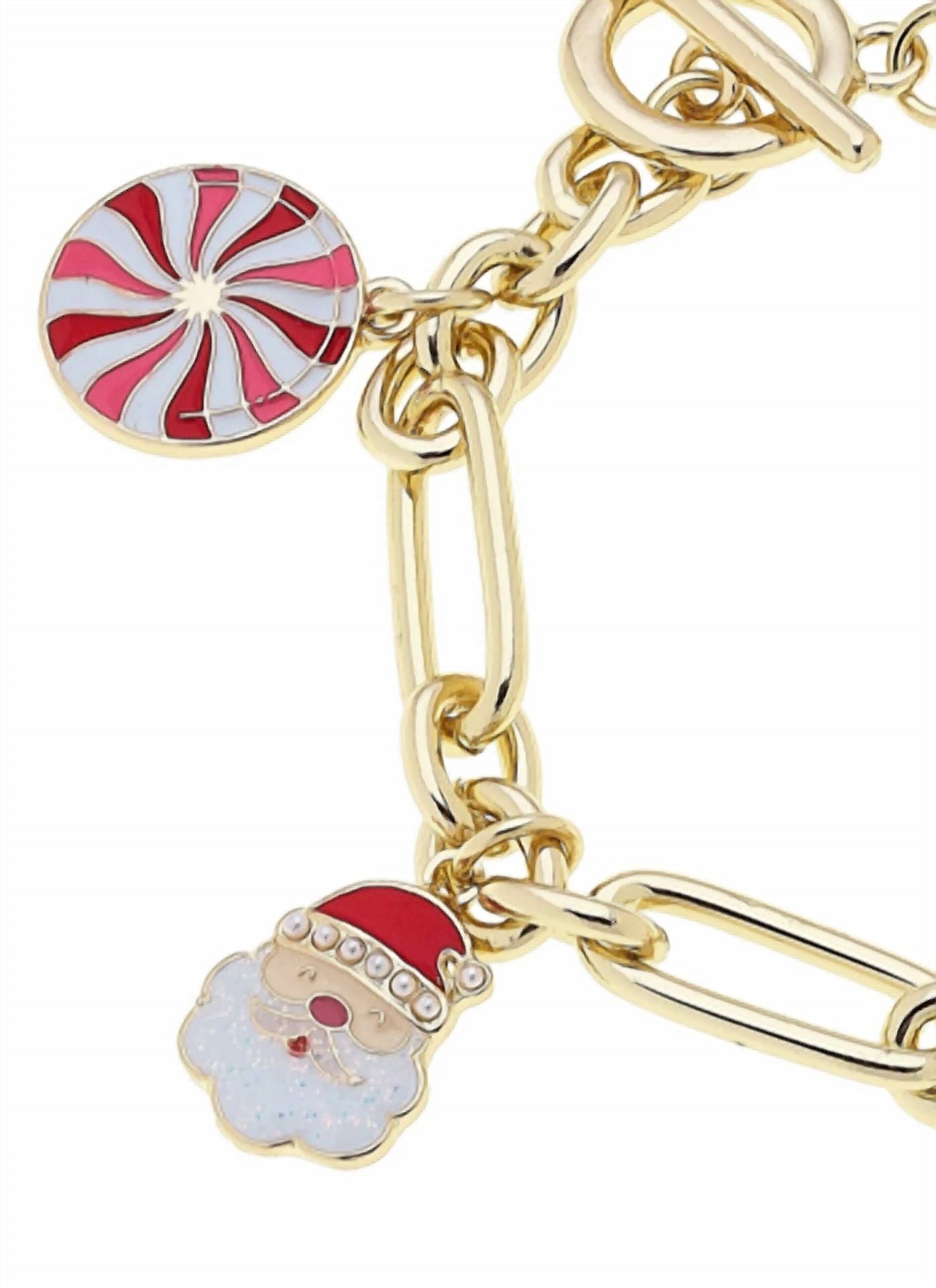 CANVAS Style Women's Christmas Cheer Enamel Charm Bracelet in red pink white - women's jewelry - alternate view