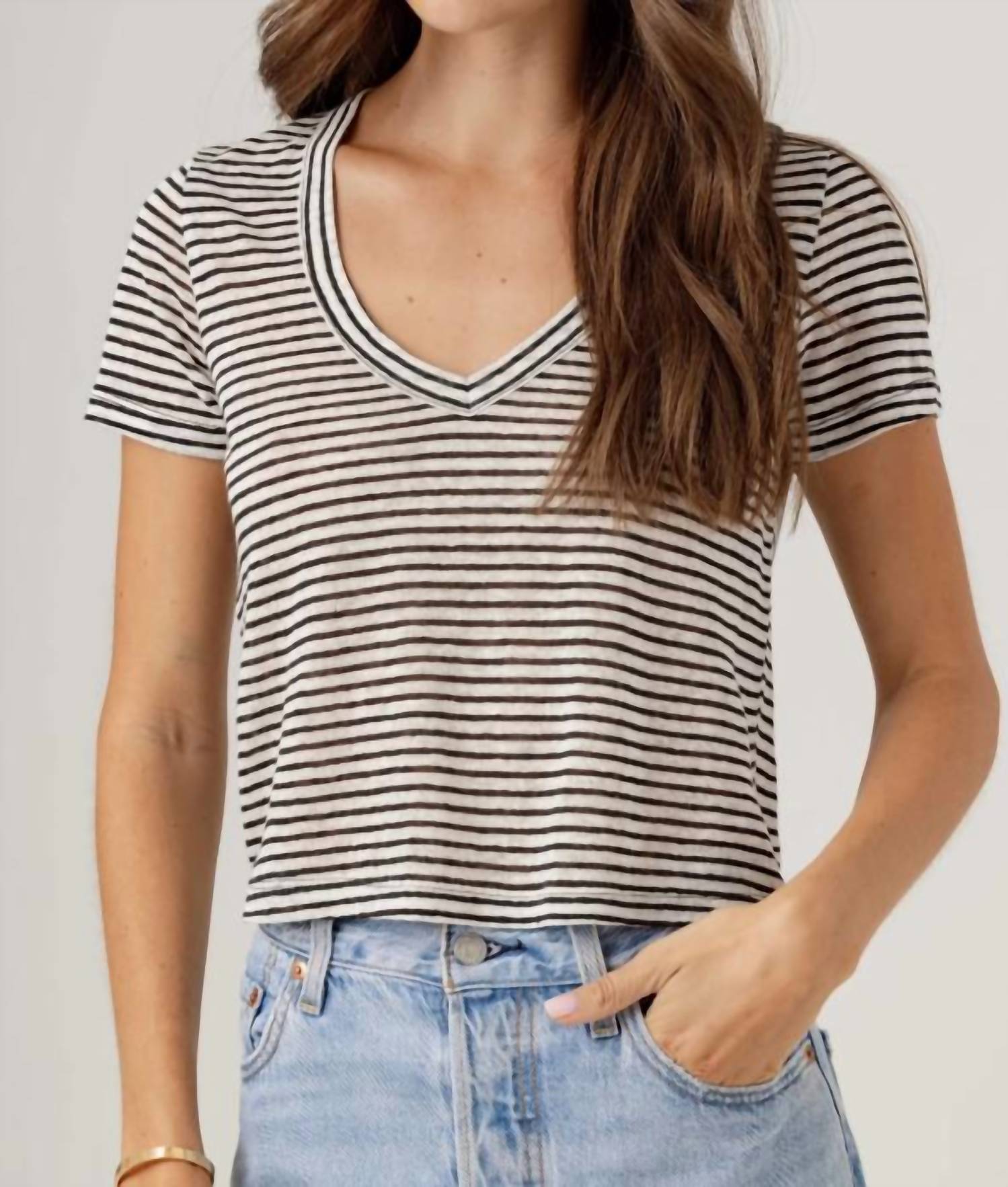 Sundays - Stripe Linen Sister Tee