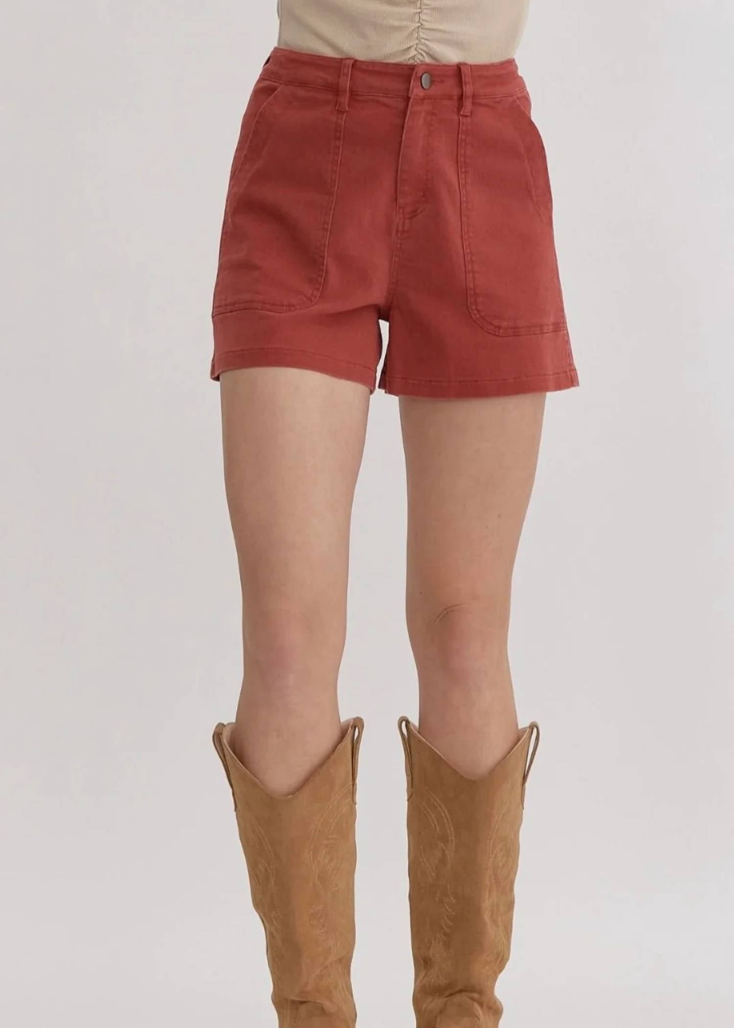 Entro - High Waisted Denim Shorts