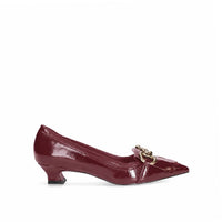 Exe - Women's Patent Chain-bit Pointed Toe Pump Heels