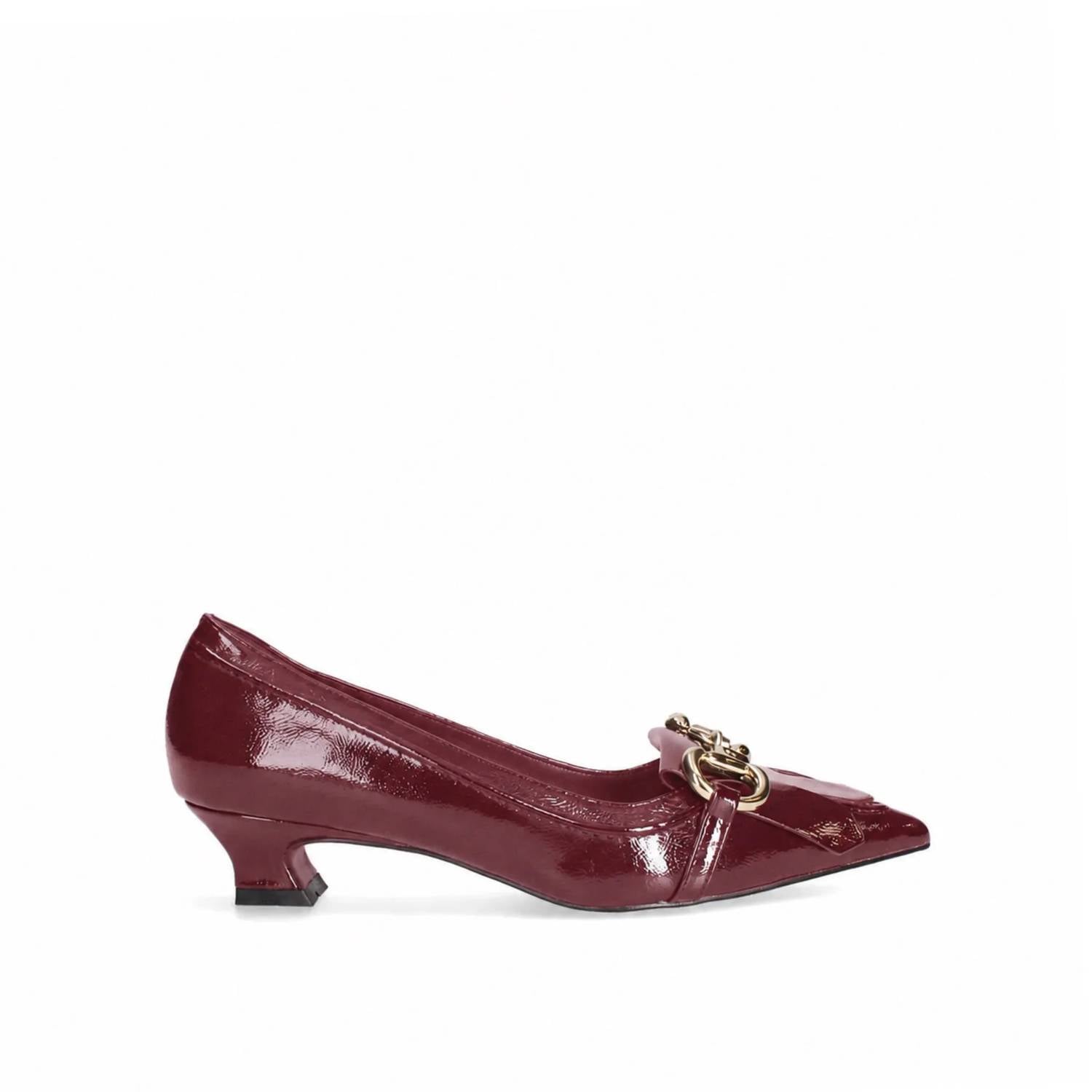 Exe - Women's Patent Chain-bit Pointed Toe Pump Heels