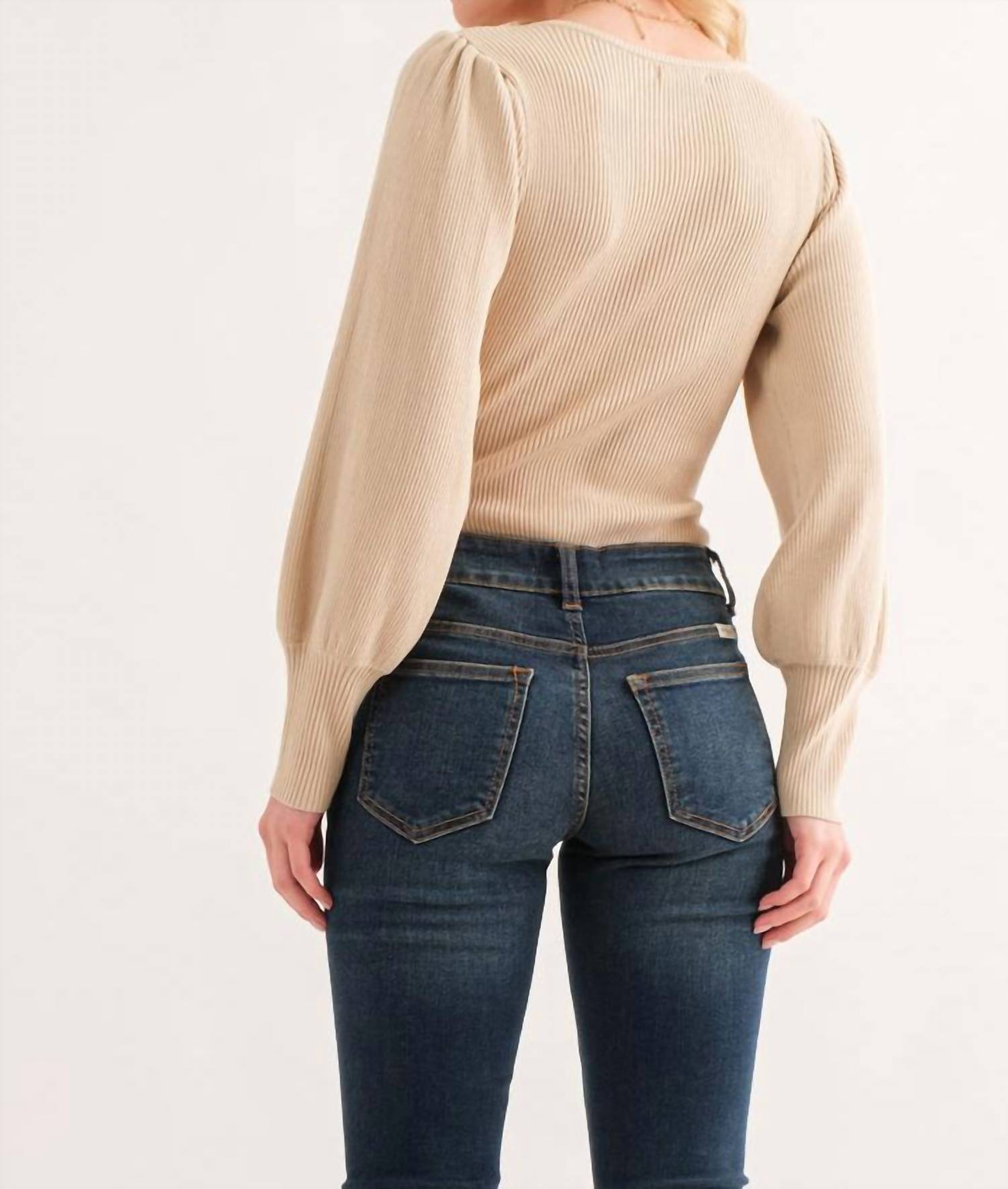 And The Why - Balloon Puff Sleeve Rib Bodysuit