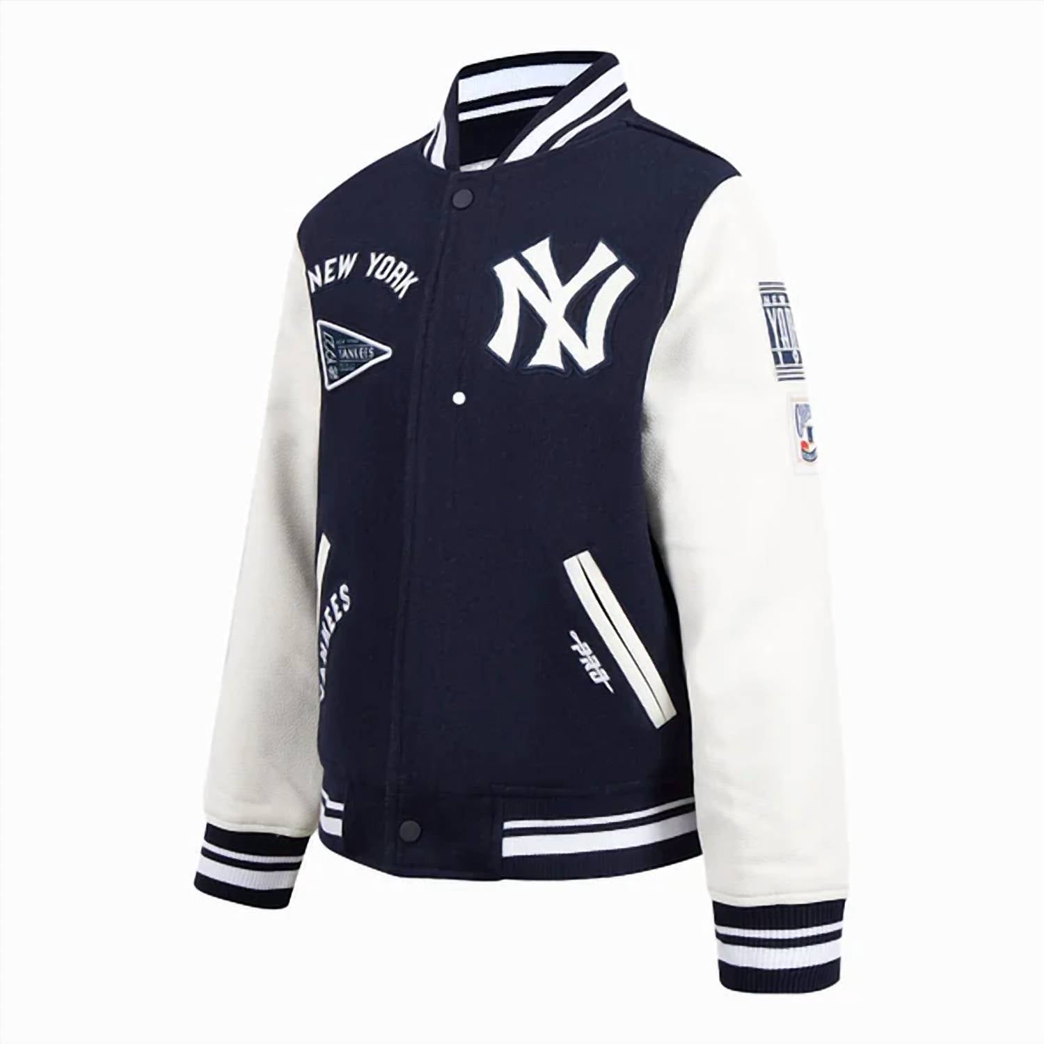 PRO STANDARD Kid's New York Yankees MLB Retro Classic Rib Wool Varsity Jacket in navy white - item