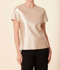 DOLCE CABO Metallic Faux Leather T Shirt in pale gold - women's t-shirt