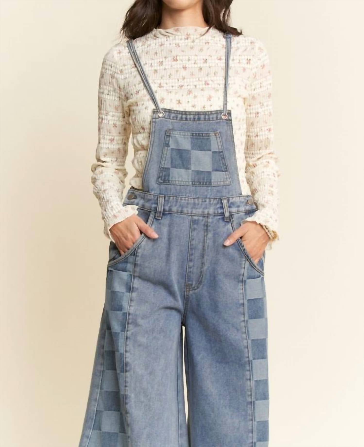Davi & Dani - Checkered Wide Leg Overalls