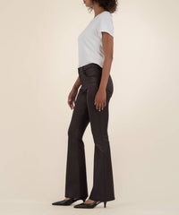 KUT FROM THE KLOTH Ana Coated High Rise Fab Ab Flare Jeans in chocolate - women's jeans - alternate view