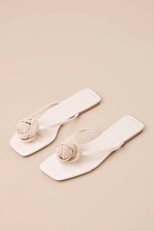 Billini - Idella Cream Crochet Rosette Flat Sandals