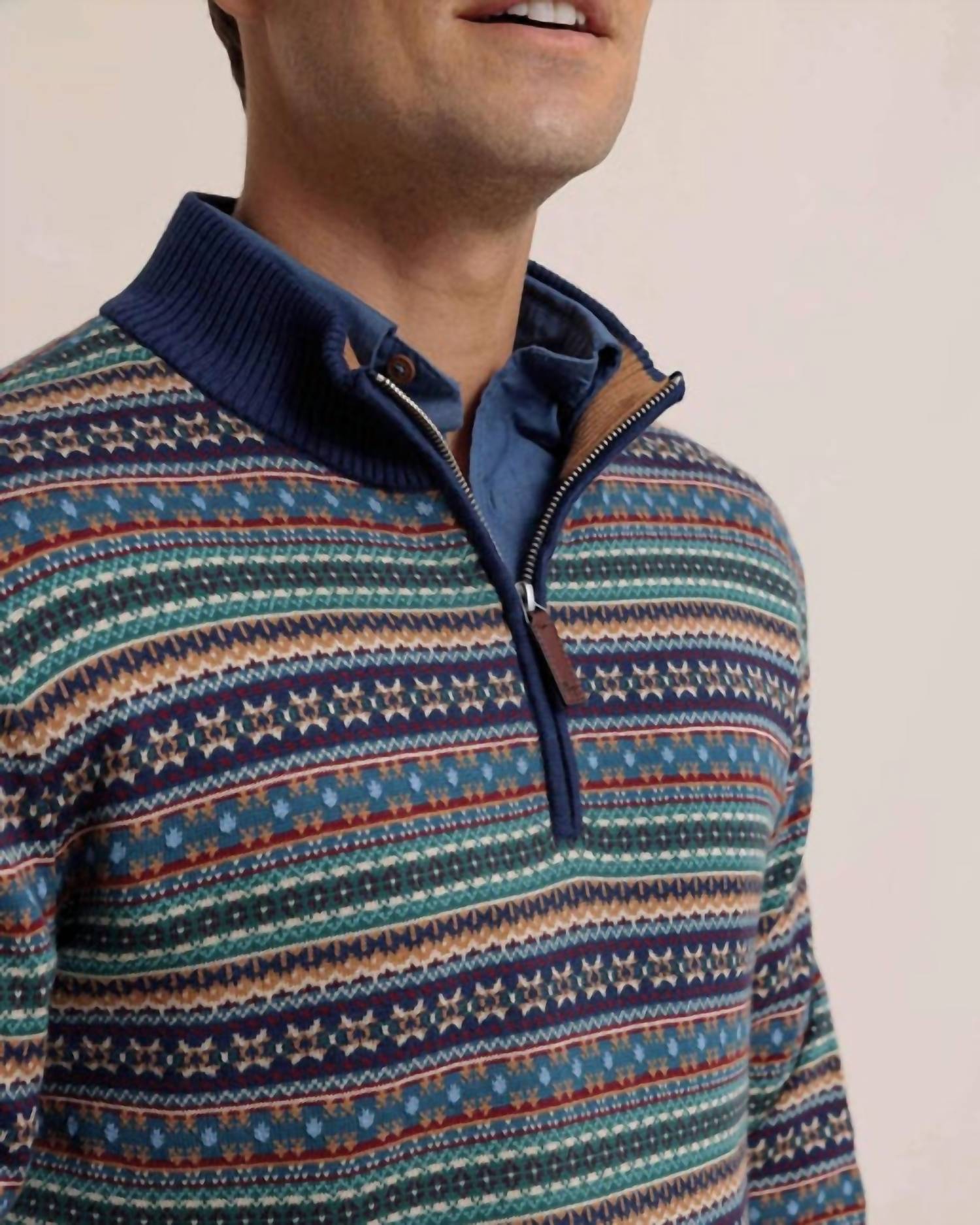 Southern Tide - Fair Isle Heather Quarter Zip Sweater
