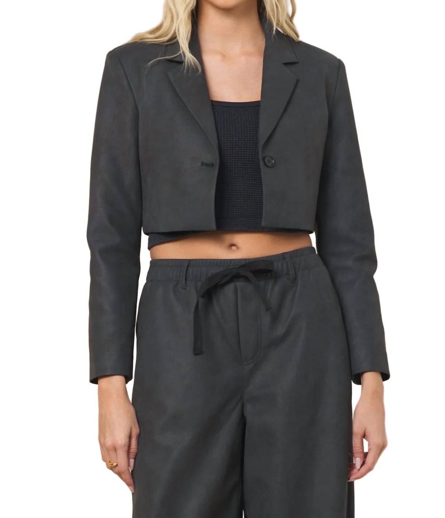 Vintage Havana - Faux Leather Blazer