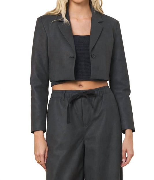 Vintage Havana - Faux Leather Blazer