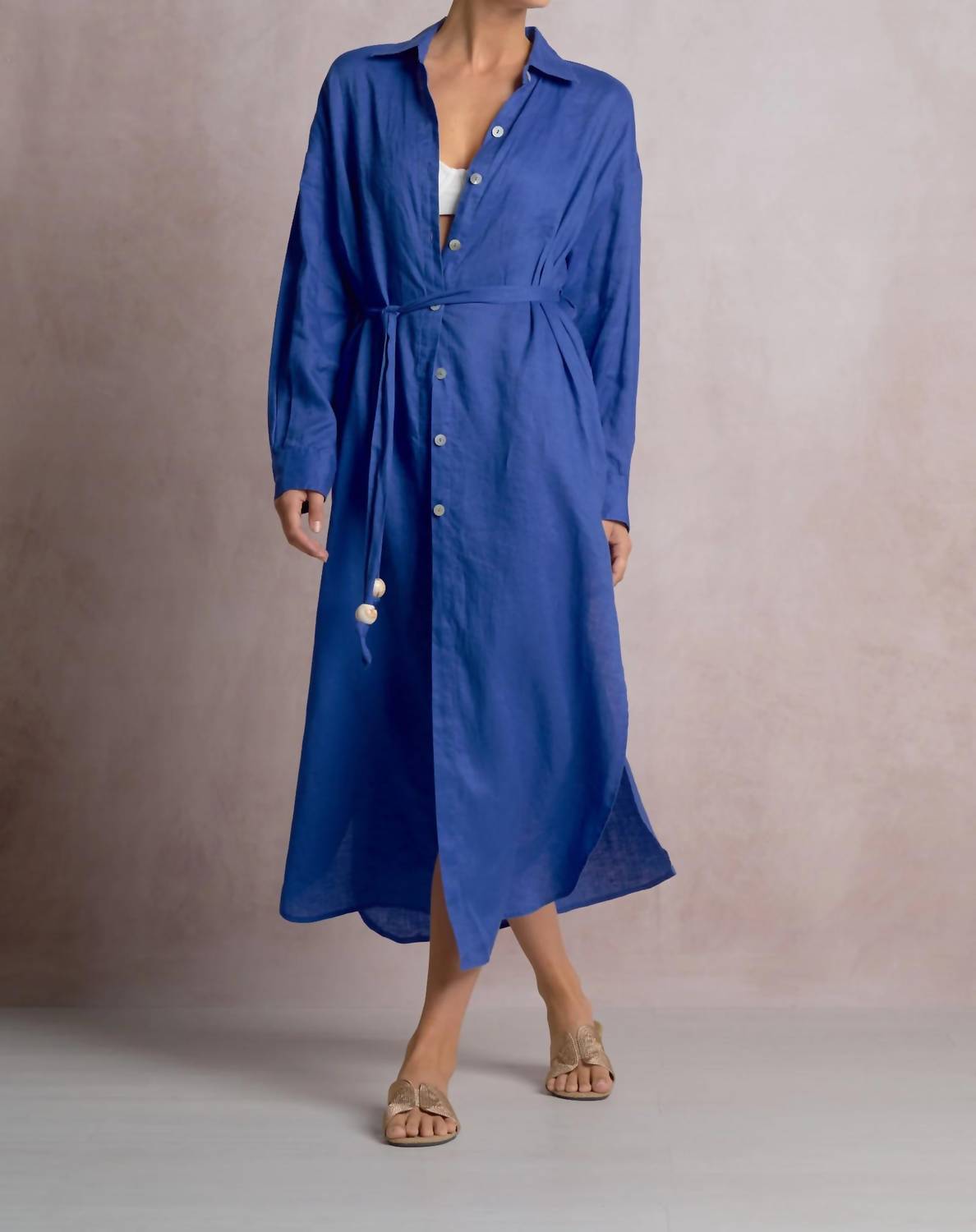 Elan - Solid Maxi Shirt Dress