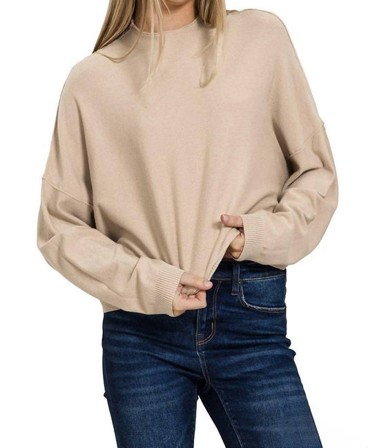 42Pops - Mock Neck Comfy Fall Crop Sweater