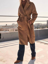 Rosa Clothing - Faux Suede Trench Coat