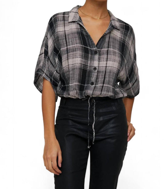 Bella Dahl - FLOWY TIE WAIST PLAID SHIRT