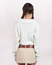 Sky To Moon - Collar Detail Cable Sweater