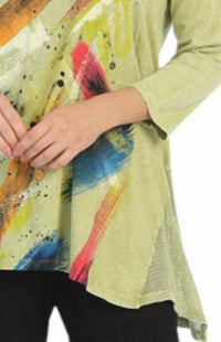 Jess & Jane - Bora Bora Mineral Washed Mesh Contrast Tunic Top