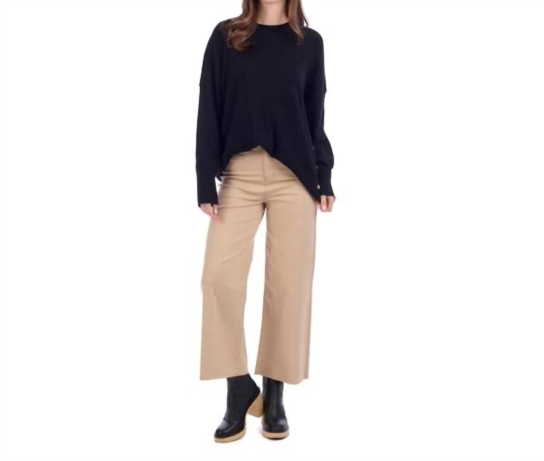 mudpie Noralee Button Sweater in black - women's sweater
