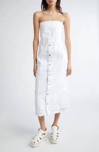 Stella Mccartney - Distressed Denim Bustier Dress