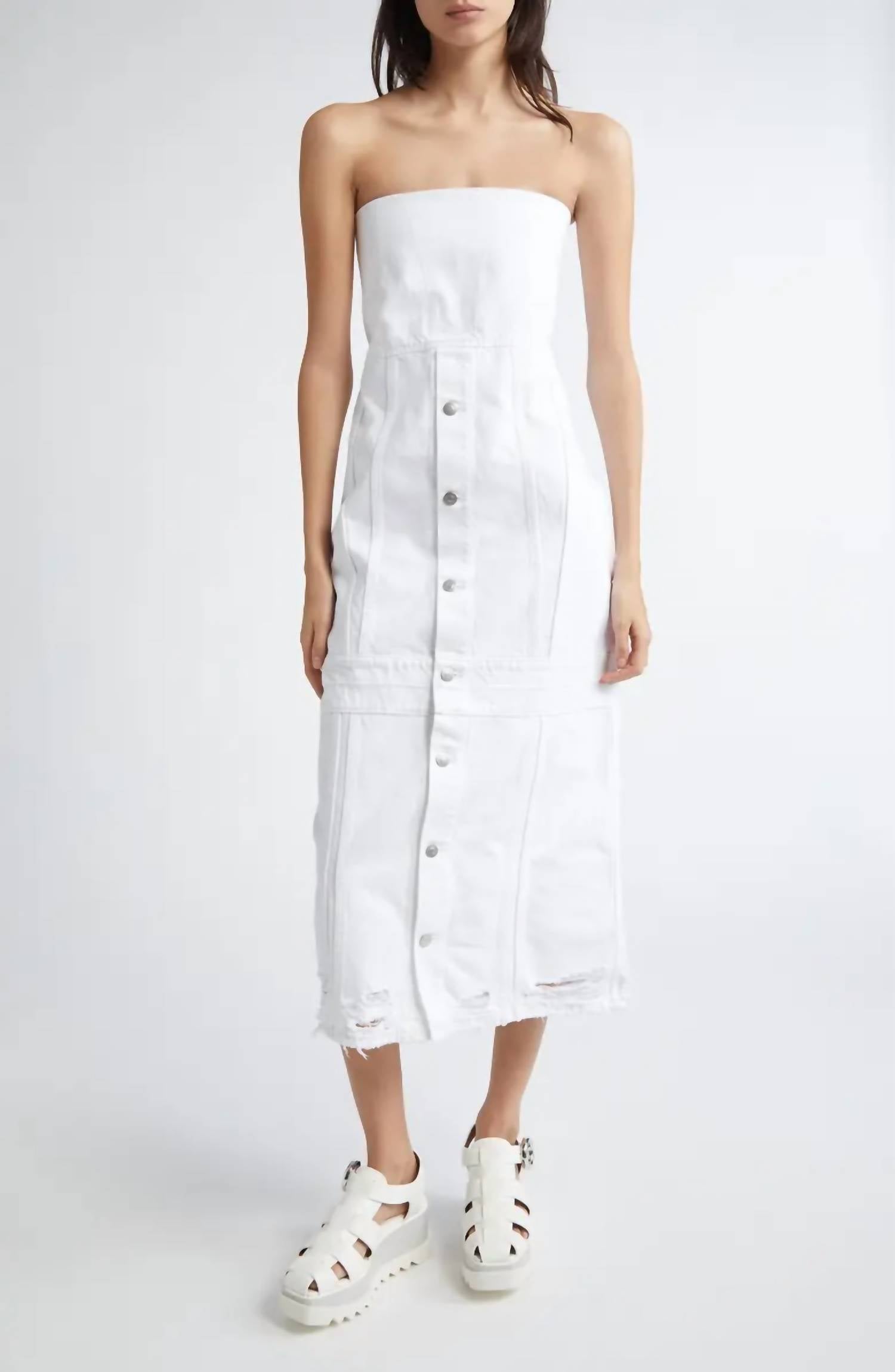 Stella Mccartney - Distressed Denim Bustier Dress