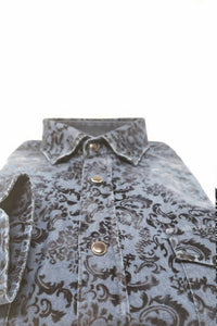 Eight X - Men's Snap Button Denim Shirt With Flocking