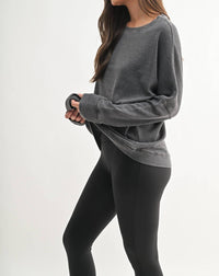 Mono B - Waffle Ribbed Round Neck Pullover