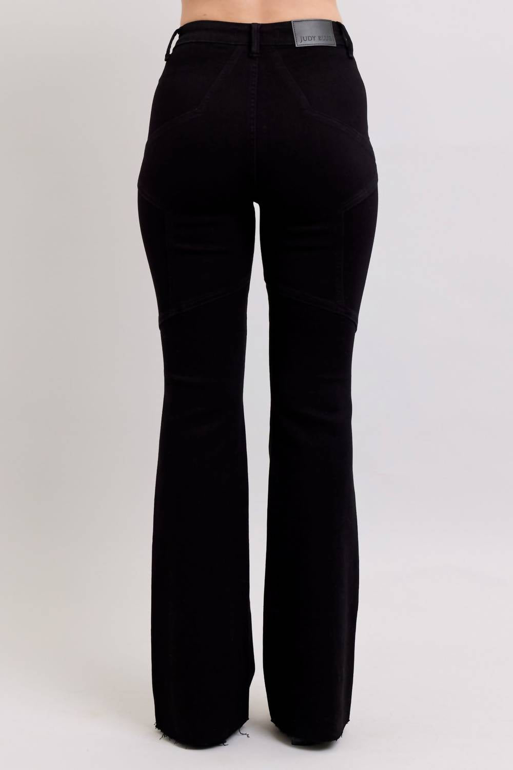 Judy Blue High Waist Star Seam Detail Flare Jeans in black - women's jeans - view 4