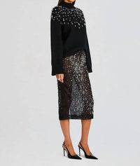 RETROFETE Christa Embellished Sweater in black - women's sweater - alternate view