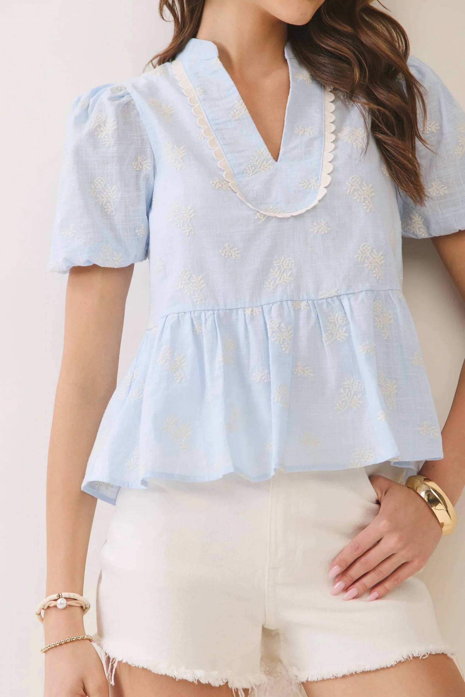 Pretty Follies - Sky-high Peplum Blouse