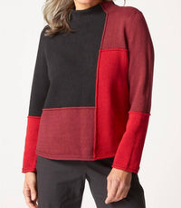 habitat Yin Yang Funnel Neck Pullover in ruby - women's sweater