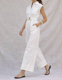 EB Luxe Mireya Jumpsuit in white - women's pants - detail view