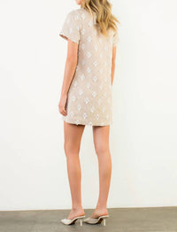 THML Short Sleeve Detailed Dress in beige - women's dress - alternate view